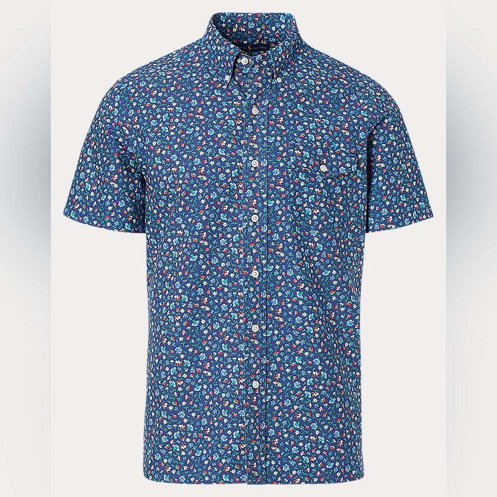 Ralph Lauren Men’s Floral Oxford Button Down Shirt Large EUC Classic Fit Pony